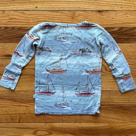 Posh Peanut Skip Blue Sailboat Classic Pajama Set Size 18-24 Month - Picture 6 of 13